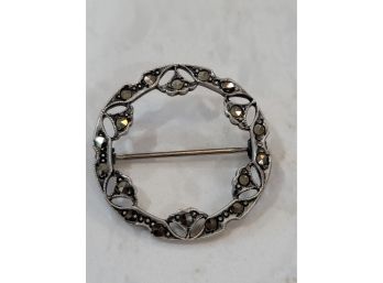Sterling Marcasite Wreath Pin