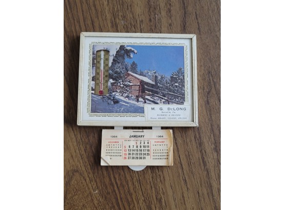 1964 Advertising Calendar With Thermometer
