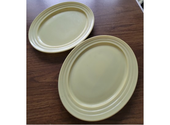 2 Milk Glass 12 X 9 Oval Platters