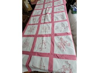 48 X 78 Unfinished Nursery Rhyme Quilt Top No Backing