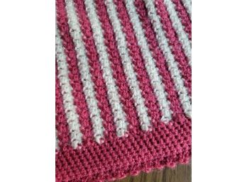 42x54 Afghan Cranberry And White