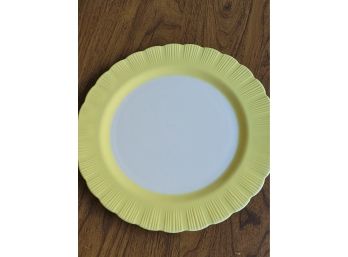 Large 12' Yellow Rimmed 'milk Glass' Plate