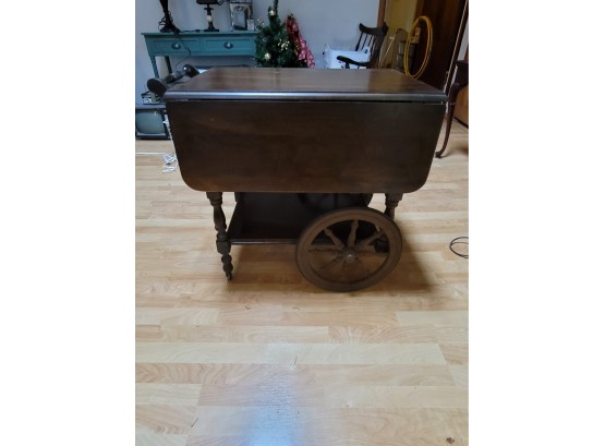 Rolling Tea Cart With Drawer And Tray Shelf