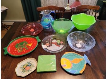 Plastic Bowls Pitcher And Platters