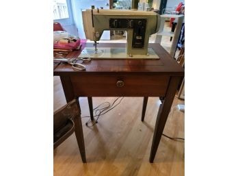 Vintage Sears Kenmore Sewing Machine, Cabinet And Accessories