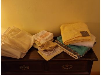 Assorted Towels, Cloths, Curtains