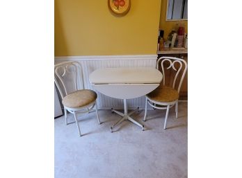 36' Round Drop Leaf Table With 2 Chairs