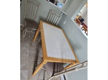Small Kitchen Tile Top Table With 4 Metal Chairs