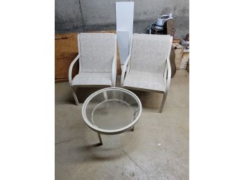 2 Outdoor Sling Chairs And Side Table