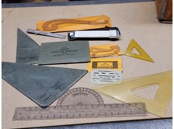 Protractors Triangles And Slide Rule