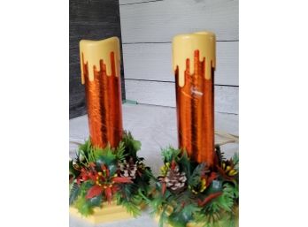 Mid Century Christmas Candles 9.75' Untested Set Of 2