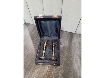Mini Silver-plated Candle Sticks With Box - 4.75' Tall