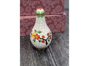 Cloisonne Snuff Bottle With Box - 3' Tall