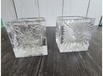 Crystal Candle Holders - Cross And Christmas Tree