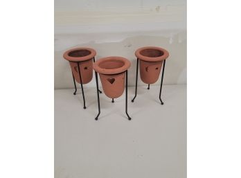 3- 8' Tall Outdoor Clay Votive Holders