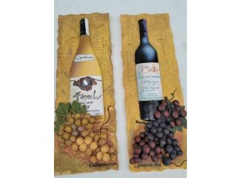 Pair Of Wine Wall Plaques