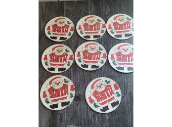 8 Vinyl Santa Coasters