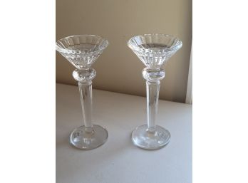 2- 8' Gorham Chantilly Collection Hand Cut Crystal Candle Holders