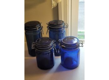 Cobalt Blue Canisters - 2/ 8' & 2 - 6'