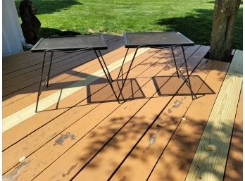 Pair Of Metal Wrought Iron Outdoor Tables 14x18x18h