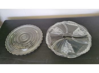 2 Glass Cake Plates