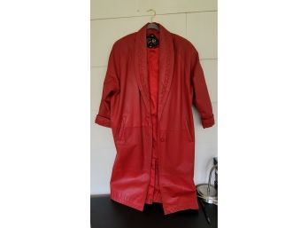 Womens Red Leather Coat Medium