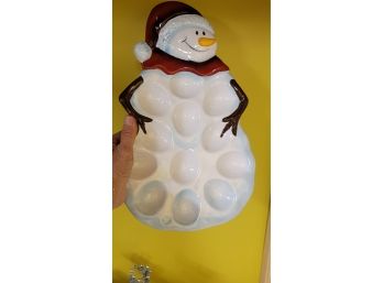 Ceramic Snowman Egg Holder 1 Of 2 Brand New