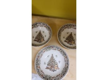 Queens Christmas Tree Bowls - Set Of 3