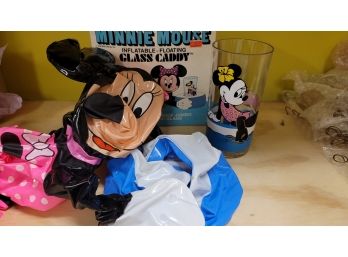 Vintage 1987 NOS Minnie Mouse Pool Float Glass Caddy