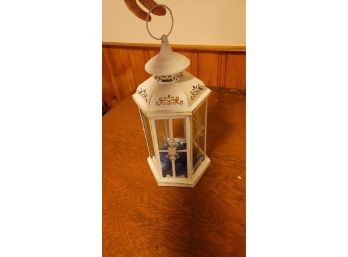 14' Lantern With Blue Beach Glass
