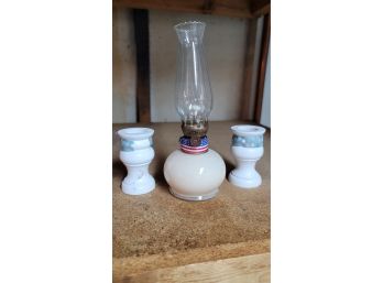 Oil Lamp And Taper Holders