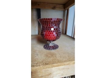 Ruby Red Mosaic Candle Holder
