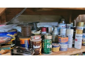 Contents Of Shelf  - Paint, Spray Cans, Nails