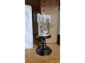 Battery Operated Candle With Christmas Scene