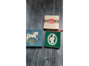 2 Lenox Ornaments Rocking Horse And Drummer Boy