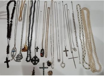Costume Jewelry  Necklace Lot- Several Sterling Pieces - CA
