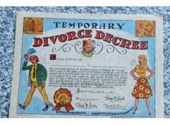 1956 Temporary Divorce Decree By Petley Studios Phoenix AZ - P