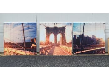 Trio Of NY Pictures On Wood Composite - 27' Square