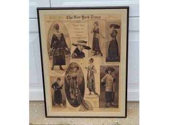 Framed 1917 New York Times Fashion Page Paris