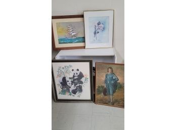 Lot Of 4 Pictures - Largest 23 X 27
