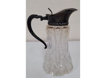 Antique Crystal Syrup With Sterling Top 5.5'