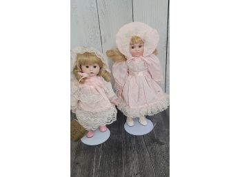 2 Blonde Porcelain Dolls
