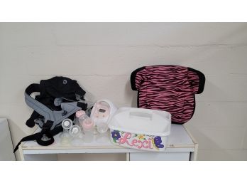 Baby Carrier, Pump With Bottles And Seat