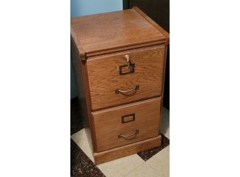 2 Drawer Oak File Cabinet With Keys - 17' X 16' 28' High