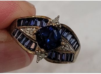 10k - Sapphire & Diamond - 3.4g - Size 7 Ring - Lot C