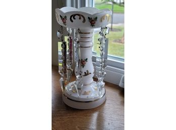 Candle Holder With Crystal Drops 8.5' Tall