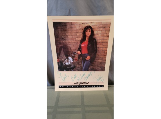 Autographed Picture Jacqueline To Phil - Ms Harley Davidson 1988