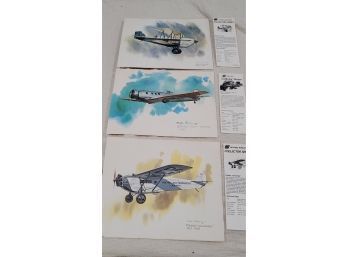 1976 - 3 United Airlines Collector Series Prints On Heavy Card Stock