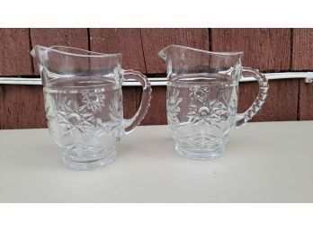 2 - 5.5' Pressed Glass Creamers