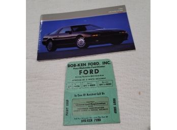 1989 Toyota Owners Guide & Bob-ken Ford License & Registration